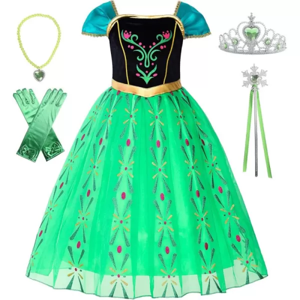 Girls Princess Costume Dress up Green with AccessoriesGreen