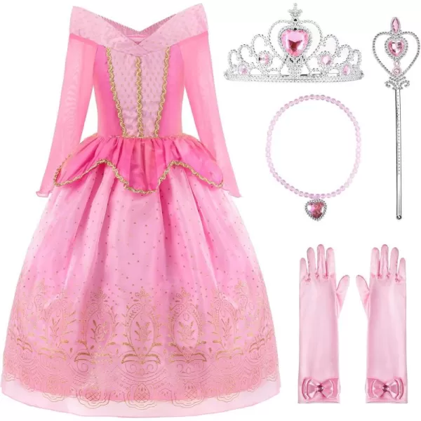 ReliBeauty Girls Princess Dress up Costume with Accessories 4T PinkPinkwith Accessories