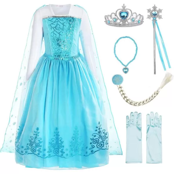 ReliBeauty Girls Sequin Princess Costume Long Sleeve Dress up Light Bluewith Accessories 4TLight Bluewith Accessories