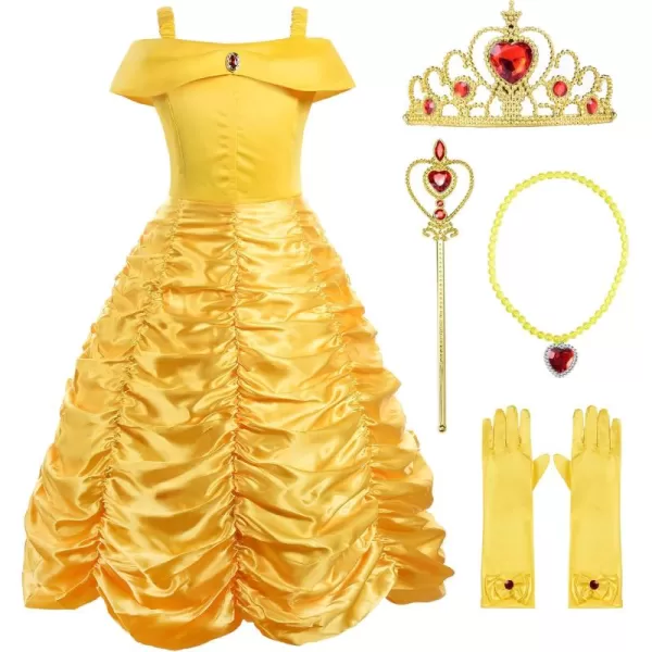 ReliBeauty Little Girls Princess Costume Dress up with AccessoriesYellowwith Accessories