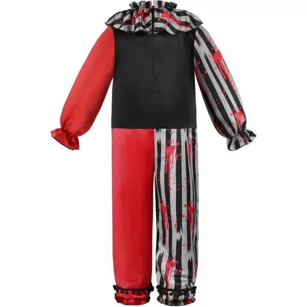 ReliBeauty Killer Clown Costume Scary Clown Costume for Kids with Clown MaskRed  Black  Gray