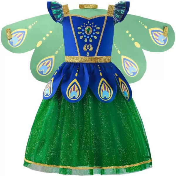 ReliBeauty Peacock Costume Girls with Feather Wings