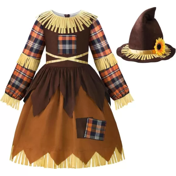 ReliBeauty Girls Halloween Patchwork Scarecrow Costume Kids Dress