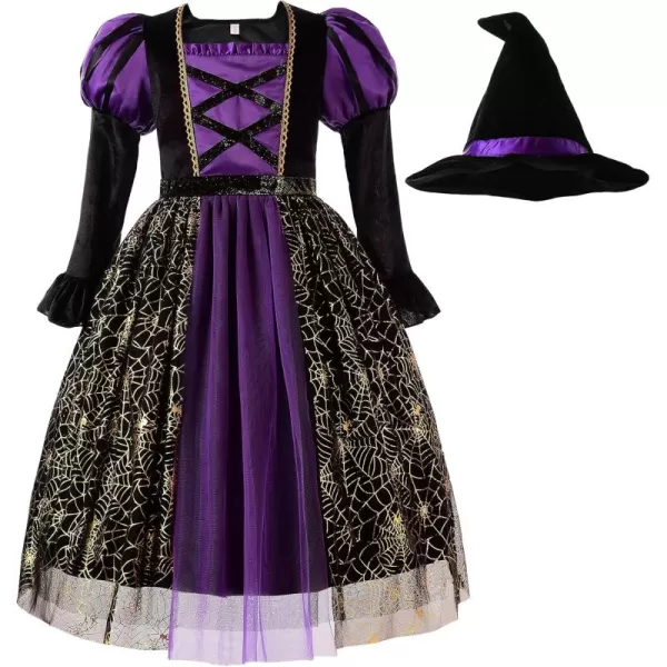 ReliBeauty Girls Halloween Spider Witch Dress