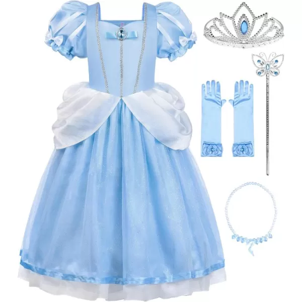 ReliBeauty Princess Costume for Girls Halloween Fairy Fancy Dress for Role PlayBluewith Accessories