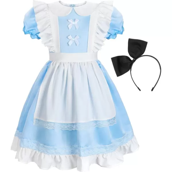 ReliBeauty Princess Deluxe Glittering Halloween Dress with Apron Bow Hair Band