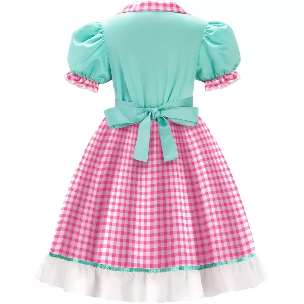 imageReliBeauty 50s Girl Costume Waitress Costume for Girls with Apron and Headband Green ampamp PinkGreen