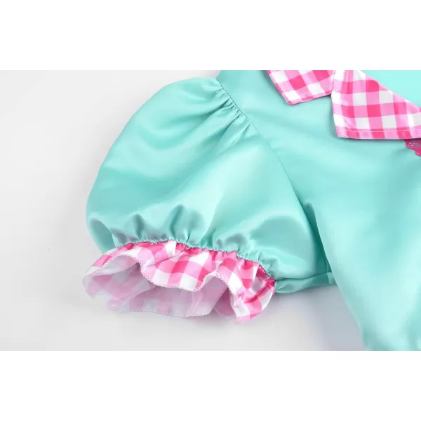 imageReliBeauty 50s Girl Costume Waitress Costume for Girls with Apron and Headband Green ampamp PinkGreen