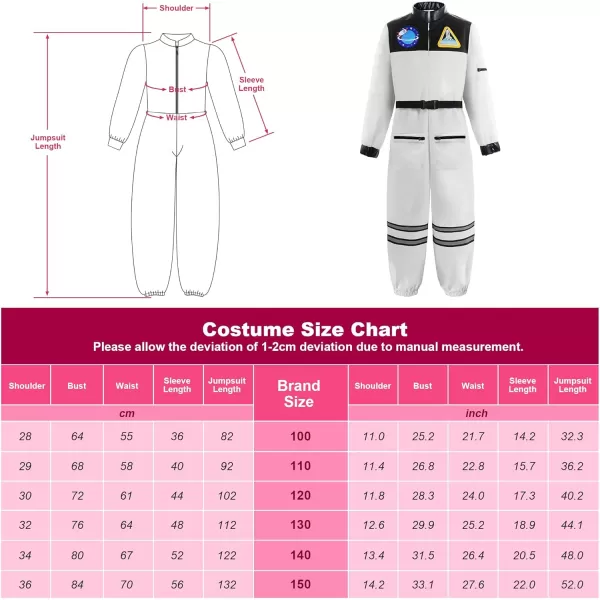 imageReliBeauty Boys Astronaut Costume Kids Space JumpsuitWhitewith Hat