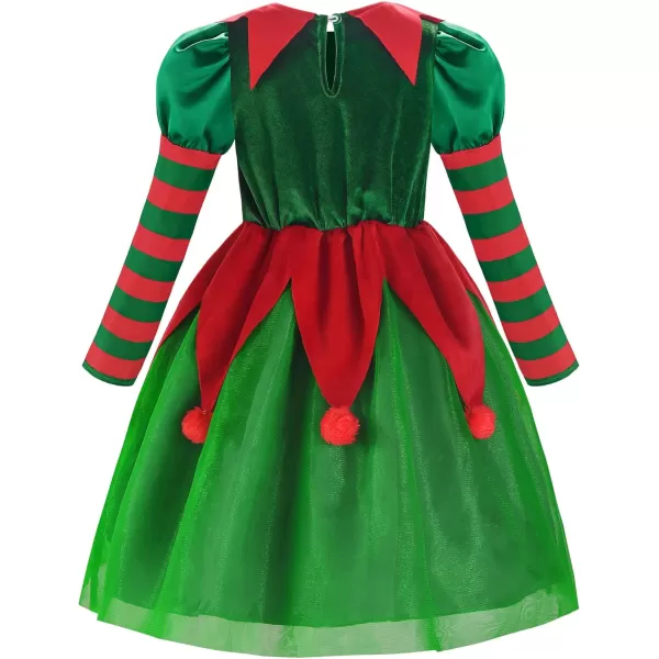 imageReliBeauty Elf Costume for Kids Santa Little Helper Kids Christmas Elf Dress Suit for Girls