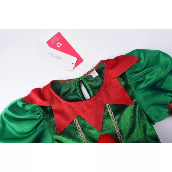 imageReliBeauty Elf Costume for Kids Santa Little Helper Kids Christmas Elf Dress Suit for Girls