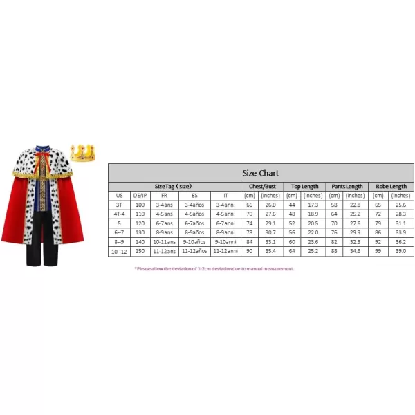 imageReliBeauty Kids King Costume for Boys Girls with RobeRed With Crown