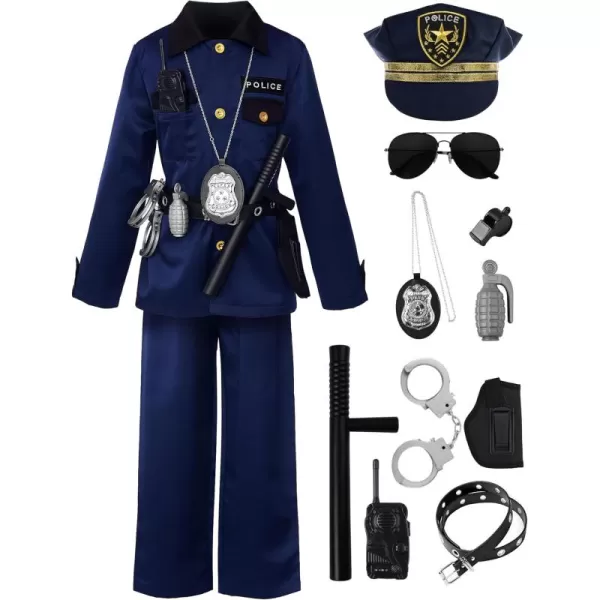 imageReliBeauty Boy s Police Costume Halloween Outfit for KidsNavywith Accessories