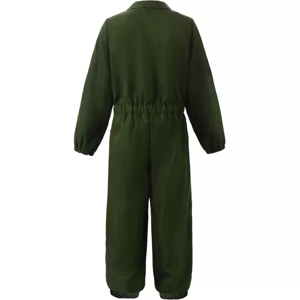 imageFighter Pilot Costume for Kids Air Force Flight Suit Dress Up Halloween Career DayGreenwith Accessories