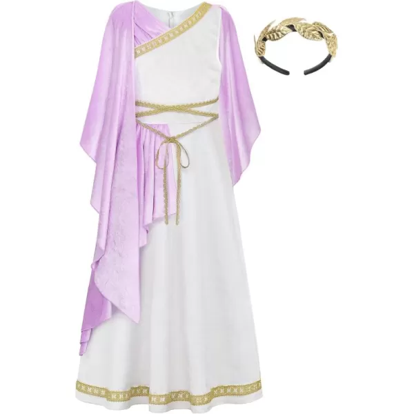 imageReliBeauty Kids Greek Goddess Gostume Girls with HeadbandPurplehoney Velvet