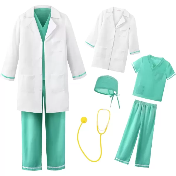 imageKids Doctor Costume Set with cap and accessories 5 piece set Green150Green