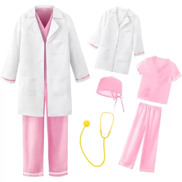 imageKids Doctor Costume Set with cap and accessories 5 piece set Green150Pink