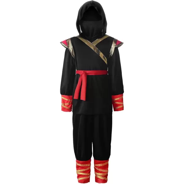 imageReliBeauty Kids Ninja Costume for BoysBlack ampamp RedBlackred