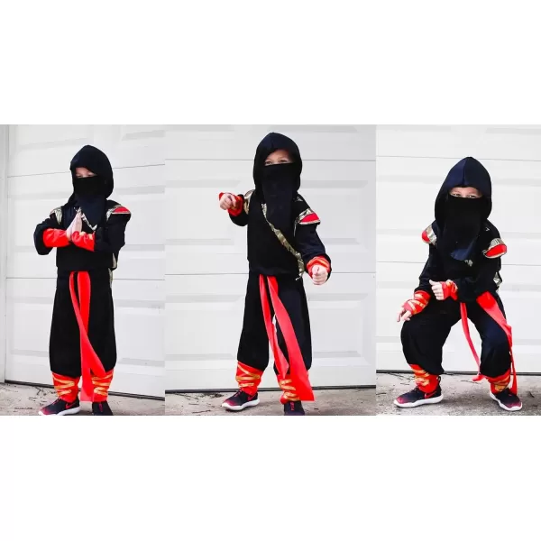 imageReliBeauty Kids Ninja Costume for BoysBlack ampamp RedBlackred