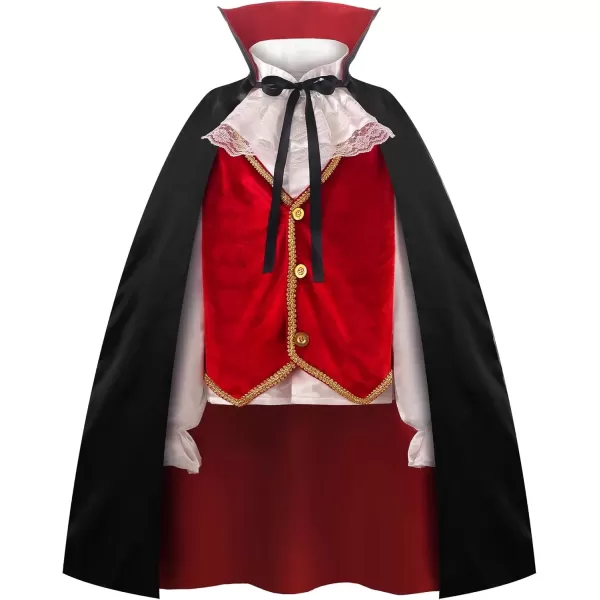 imageReliBeauty Mediaeval Deluxe Kids Vampire Costume Boys Halloween with Shirt Vest and Cloak