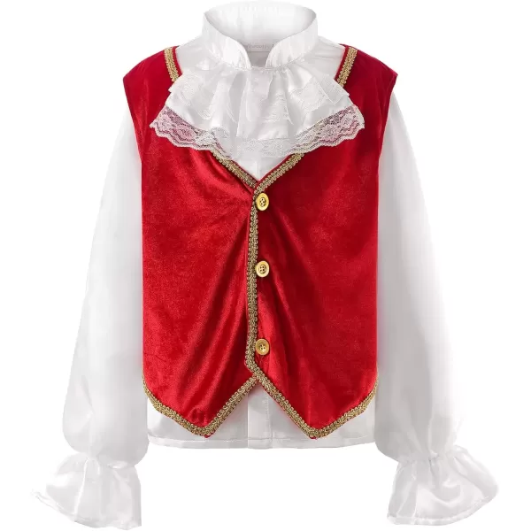 imageReliBeauty Mediaeval Deluxe Kids Vampire Costume Boys Halloween with Shirt Vest and Cloak