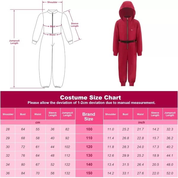 imageReliBeauty Red Cosplay Jumpsuit for Kids Christmas Cosplay Costume for Kids RedRed