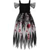 imageReliBeauty Ghost Zombie Bride Costume for Girls with Veil and FlowerBlack