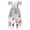 imageReliBeauty Ghost Zombie Bride Costume for Girls with Veil and FlowerWhite