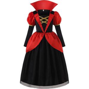 imageReliBeauty Mediaeval Deluxe Vampire Costume for Girls Halloween Dress with Necklace