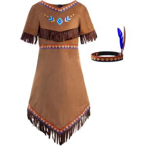 imageReliBeauty Girls Native Costume Kids Dress OutfitBrown