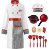imageReliBeauty Kids Chef Costume Set for Kids Boys Girls Role Play with Detachable Apron