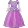 imageReliBeauty Princess Dress up for Girls Puff Sleeves Princess Costume with Accessories PurplePurple