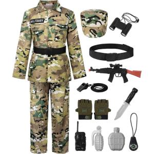 imageReliBeauty Soldier Costume Army Camouflage UniformCamouflagewith Accessories