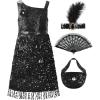 imageReliBeauty 1920s Girls Flapper Dress roaring 20s Costume with Accessories for Halloween ampamp Themed PartiesBlack