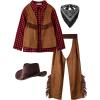 imageReliBeauty Kids Cowboy Costume for Boys Cosplay Costumes Birthday Party Christmas Halloween Dress up Gift for Kids 4 SetsRed