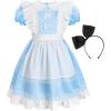 imageReliBeauty Princess Deluxe Glittering Halloween Dress with Apron Bow Hair BandRainbow