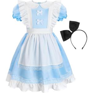 imageReliBeauty Princess Deluxe Glittering Halloween Dress with Apron Bow Hair BandRainbow