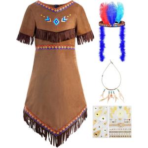 imageReliBeauty Girls Native Costume Kids Dress Outfit100New Brown
