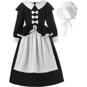 imageReliBeauty Pilgrim Costume for Girls Colonial Girl Costume Dress Cosplay Costumes
