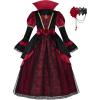 imageReliBeauty Mediaeval Vampire Costume for Girls with Necklace Deluxe Vampire Costume KidsBlack