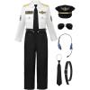 imageReliBeauty Pilot Costume for Kids with Accessories Airline Captain pilot Costume Dress up Career DayWhitelong Sleeve
