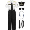 imageReliBeauty Pilot Costume for Kids with Accessories Airline Captain pilot Costume Dress up Career DayWhiteshort Sleeve
