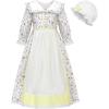 imageReliBeauty Colonial Costume with Hat Colonial Dress Girls WhiteWhite