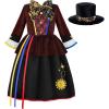 imageReliBeauty Halloween Costume for Girls Cosplay Fancy Dress Kids Book Day Outfit with Big Hat