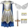 imageReliBeauty Kid Archangel Costume SetSilver Armor with Cape Wings and SwordSilver