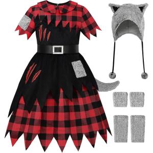 imageReliBeauty Girls Werewolf Costume Werewolf Costumes Kids for HalloweenRed