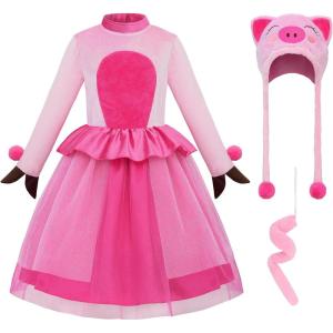 image:imageReliBeauty Pig Costume for Girls Toddler Animal Costume with Hat and Detachable TailPink