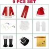 image:imageReliBeauty Kids Santa Costume 9 PCS Deluxe Toddler Boy Velvet Christmas Outfit for Halloween CosplayRed