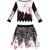 image:imageReliBeauty Zombie Cheerleader Costume for Girls Dead Scary Bloody Halloween Costume with Pom Poms amp Accessories