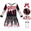 image:imageReliBeauty Zombie Cheerleader Costume for Girls Dead Scary Bloody Halloween Costume with Pom Poms amp Accessories